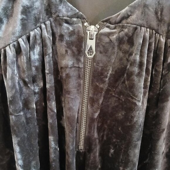 Silver crushed velvet velour Volcom X Georgia May Jagger skater zip dress Sz XS - Picture 4 of 6